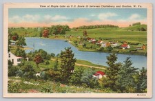 Maple Lake Scenic View US Route 50 Harrison County West Virginia Linen Postcard picture