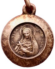 Italy  Antique  Medal Sainte Rita S. RITA PROTEGGIMI Silver 1.4g 10mm picture
