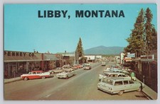 Vintage Libby Montana Main Street Postcard 1960s Old Cars JC Penney picture