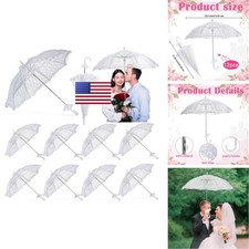 Amylove 12 Pcs White Lace Parasol Umbrellas Bulk Wedding Umbrella Bridesmaids picture
