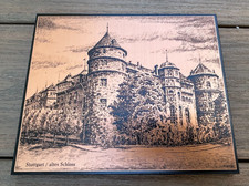 Vintage Tin Copper Sign of Stuttgart/altes Schloss  European People Wall Hanging picture