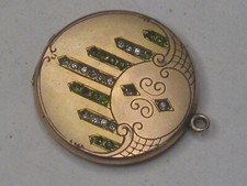 vintage antique compact pendant etched faceted inlay stone Art Nouveau picture