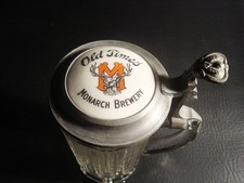 Circa 1910 Old Times Beer Monarch Brewery Porcelain Insert Stein, Chicago picture