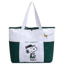 2025 New Starbucks Snoopy Tote Bag Shoulder Bag WHITE/GREEN Color-Free Shipping picture