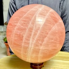 20.2LB Large Natural Pink Rose Quartz Crystal Sphere Ball Polished Healing picture