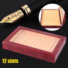12 Slots Wood Fountain Pen Display Pen Tray Box Organizer Storage Collector Box picture