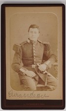 Antique CDV A. Courreges French Soldier Uniform Sword Libourne France picture