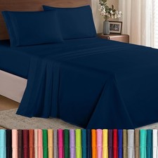 Elegant Comfort Luxury 1500 Microfiber 4-Piece Sheet Set Twin Navy Blue picture