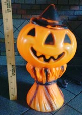 Vintage 1969 Empire Blow Mold Pumpkin On Haystack  picture