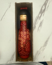 Japanese Handmade Wooden Doll Figurine Red Patterned Kimono w/ Box picture