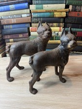 Cast Iron Boston Terrier Dog Doorstop Pair 1 Puppy 1 Larger Size picture