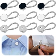 9Pcs Premium Collar Extenders for Men's Dress Standard, Black, White, Silver picture