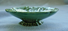 MINIATURE VINTAGE MAJOLICA CERAMIC OVAL PEDESTAL DISH FROM THAILAND picture