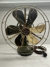 Vintage GE 6 Blade Brass Cage Rare 13” 2-Star Fan - Nicely Restored picture
