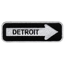 DETROIT ONE-WAY SIGN EMBROIDERED IRON-ON PATCH applique MICHIGAN SOUVENIR ROAD picture
