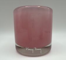 HENRY DEAN Heavy Art Glass 3.25” Pink Votive Candle Holder Signed w Sticker picture