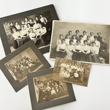 Antique Photograph On Board Set Of 5 Beautiful Young Women List Of ID Group picture