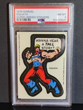 🔥 1976 Topps Marvel Super Heroes GOLIATH Sticker PSA 8 NM-MT Vintage Marvel picture