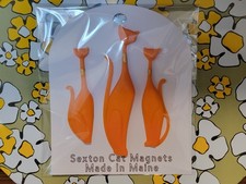 Sexton Cats Magnets - Bright Orange  w/ Gold Set - Atomic MCM Retro Inspired picture