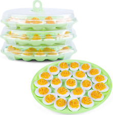 3PCS Deviled Egg Platter and Carrier With Lid 66Egg Slots for Party Home Kitchen picture