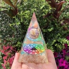 Rose Quartz Crystals Amethyst Moon in Resin Organite Orgone Pyramid picture