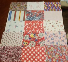 Antique Feedsack Samples,15 All Different Reds, Novelty, Florals, Stripes 8