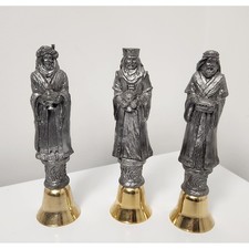Vintage Three Kings Wise Men Pewter Bells Christmas Limited Set Michael Ricker picture