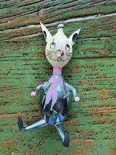 Vintage Italian Blown Mercury Glass Cat Christmas Ornament See Photos picture