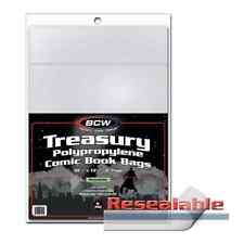1 Pack of 100 BCW Treasury Bags Resealable Comic Book Storage 10 1/2 x 13 1/2