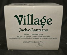 RARE RETIRED Department 56 Jack-O-Lanterns Village Lights Set of Two #52701 picture