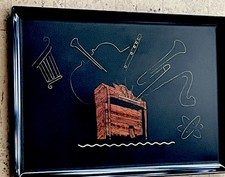Large Couroc of Monterey JAZz Music Instruments Piano Inlay Tray - 18