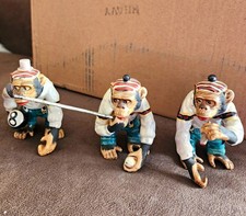 Vintage 1950s J Fred Muggs Ceramic Monkeys, Golf Club, cigar, and 8 ball picture