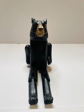 Vintage Rustic Wooden Bear Hinged Joint Shelf Sitter Handmade picture