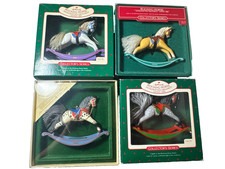 Hallmark Rocking Horse Ornament Lot 1984 1987 1988 1991 Vintage Christmas Boxed picture