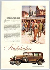 Vintage 1930, Studebaker, Snow Sking, Automobile, Car, 30's Print Ad picture