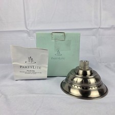 PartyLite Classic Creations Satin Silver Pillar Peg P9043 Candle Holder Box picture