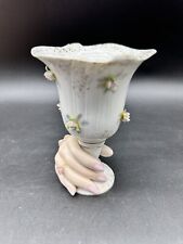 Vintage Bone China Lady Hand Vase With Applied Flowers 929 5in READ picture