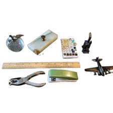 DESK and Desk.Drawer Lot Vintage  And Collectible Estate Finds Ruler Stapler  picture