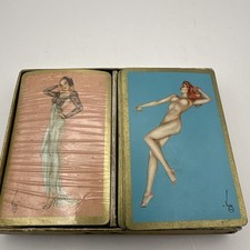 Vintage 1944 Esquire Varga Pin-Up Playing Cards Arrco Double Deck Gold Gilt picture