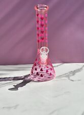 10” Pink Heart bong Hookah Water Pipe Bong Classic Tobacco Smoking Beaker glass picture