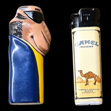 Vintage Joe Camel Lighter Holder w Scripto Camel Filters Lighter 2 Piece Set picture