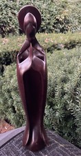 Virgin Mary Carved Wood Church Religious Delbrune Figure Vintage Italy picture