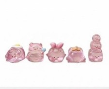 Miniature Pigs Piglets Set of  Vintage Tiny Pigs Glass Pink picture