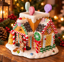 Vintage 1999 PartyLite Gingerbread Cottage P7901 Tealight House Christmas picture