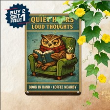 Funny Book Lover Goat Reading Books Library Room Decor Metal Tin Sign 8x12 In picture