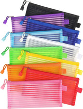10 Pack Mesh Zipper Pouch Bags, 9'' X 4.7 '', Colorful picture