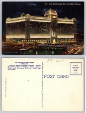 Merchandise Mart Chicago Illinois Night View Curt Teich Postcard picture