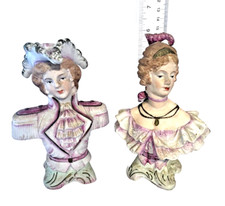 Vintage Bisque Victorian Napoleon & Josephine Bust Statues Halsey Import Co 1953 picture