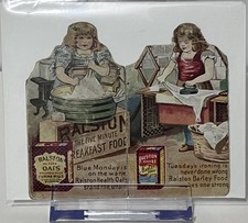 Antique 1900s Ralston Purina Health Oats Flour Die Cut Folding Standing Trade Ca picture