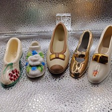 Hand Painted Ceramic Floral Novelty Shoe Figurines, Set of 5, Small picture